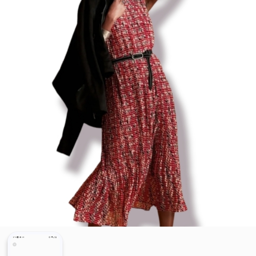 Banana Republic Red Ruffled Tiered Halter Midi Dress